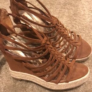 Brown and gold wedges